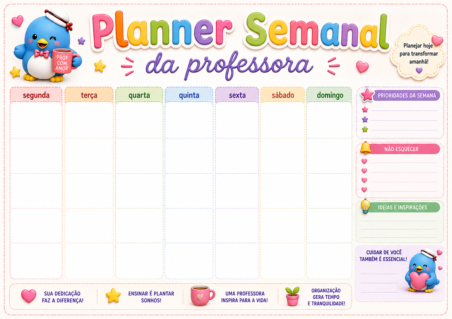 Planner semanal da professora