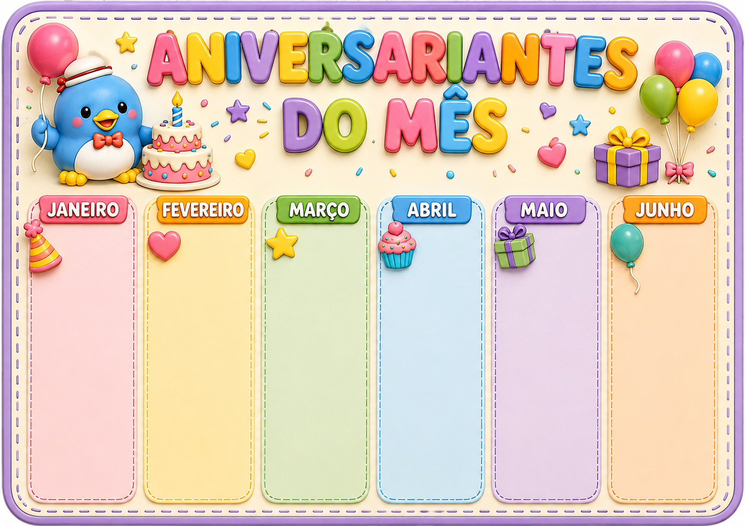 Aniversariantes do mês — janeiro a junho
