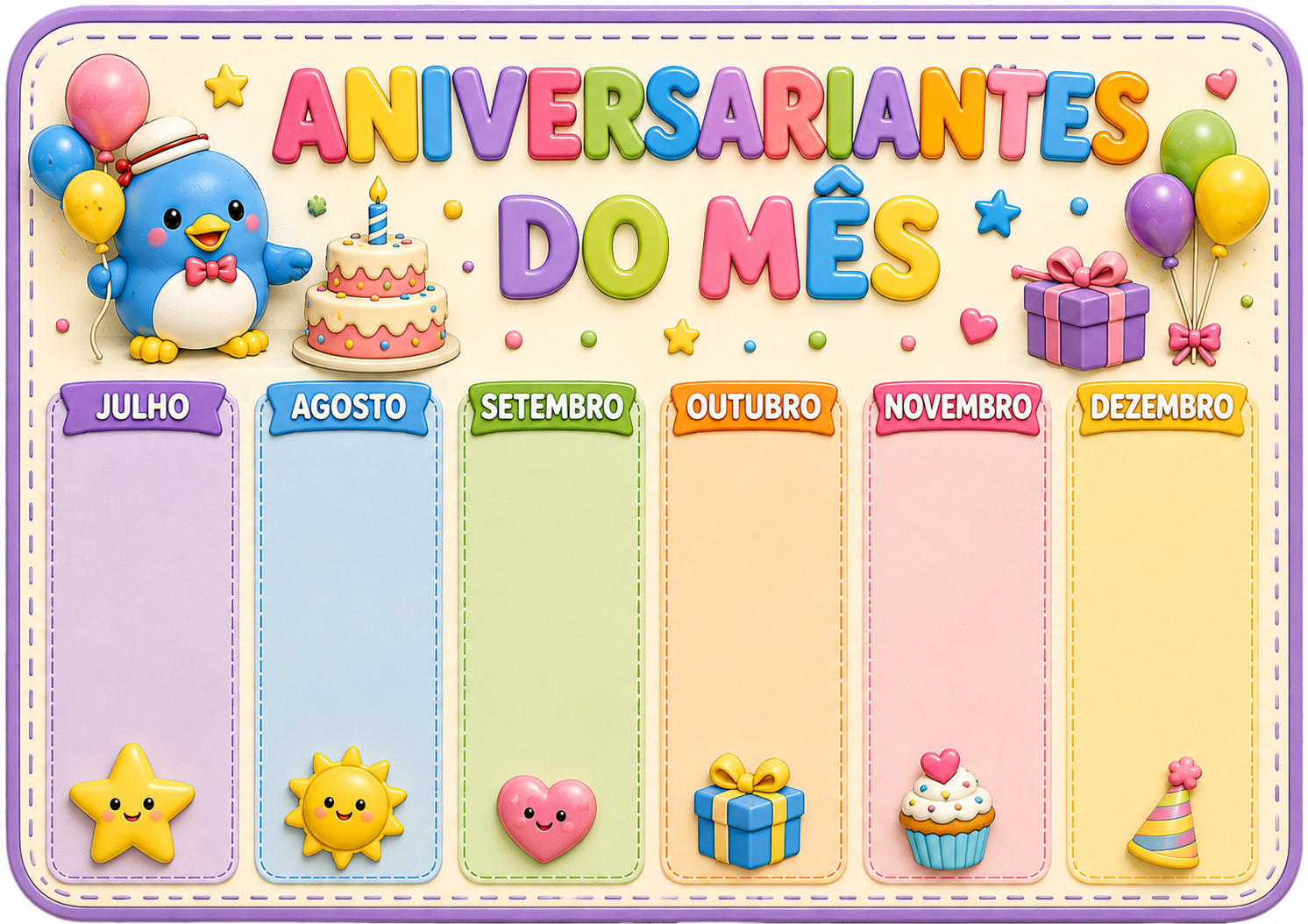Aniversariantes do mês — julho a dezembro